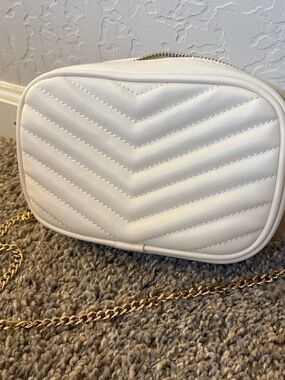 Target White Quilted Crossbody with Gold Chain